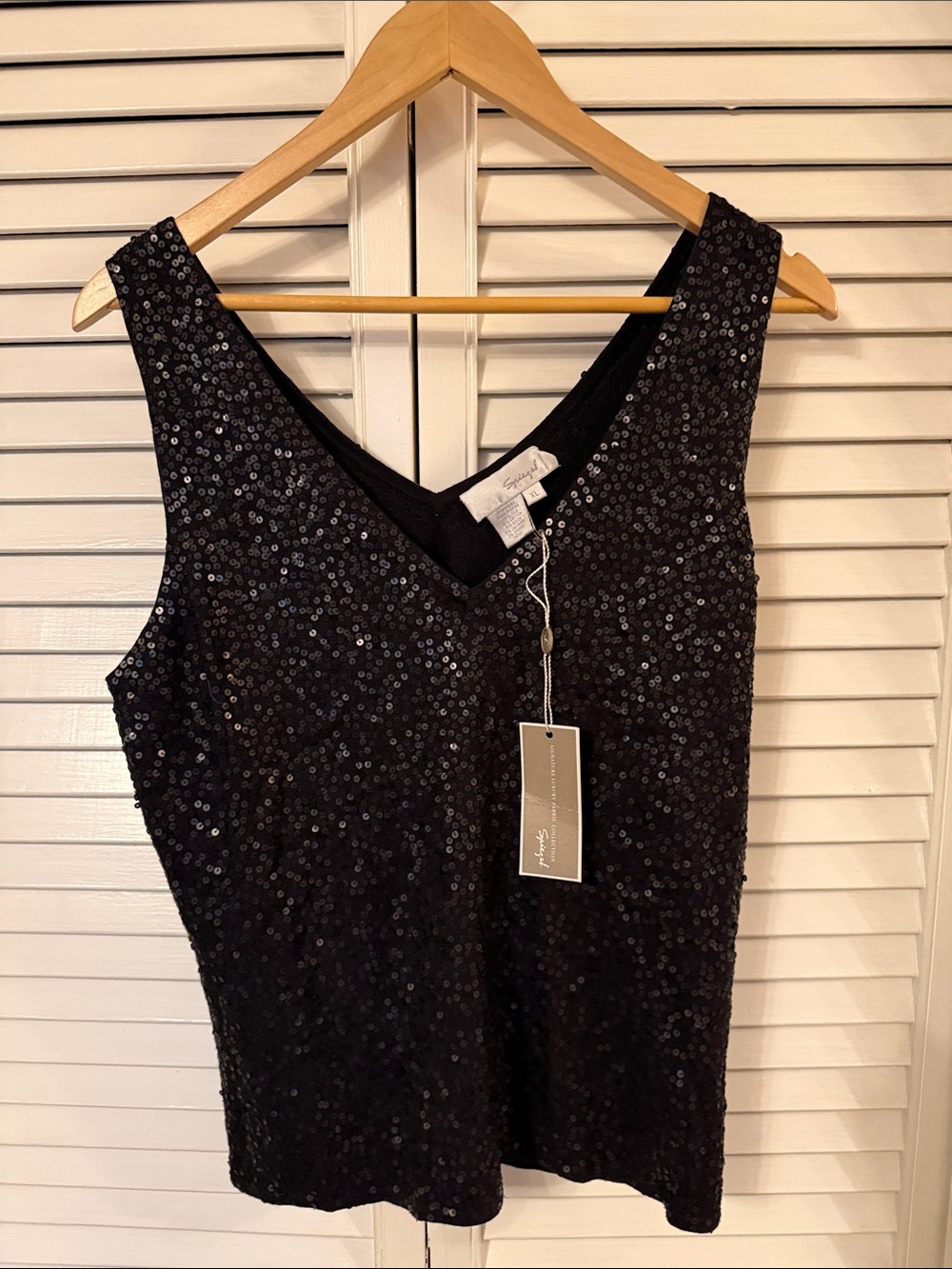 NWT Spuegel Black Sequi Tank Top Sleeveless Party/Cocktail Style - Picture 1 of 3